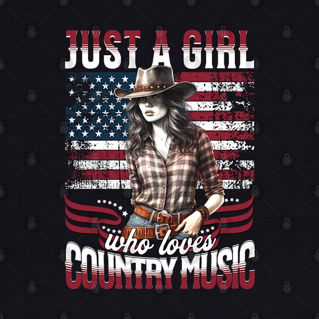 Just A Girl Who Loves Country Music" - Patriotic Cowgirl 4th of July Tee by JJDezigns